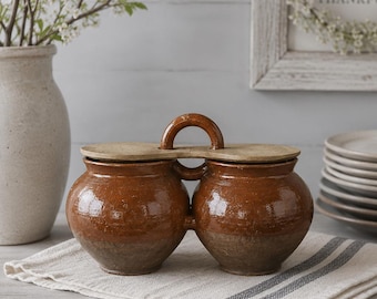 Vintage Handmade Clay Pot / Rustic Ceramic Vase / Farmhouse Decor