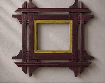 Vintage Wooden Photo Frame, Rustic Hanging Wall Decor