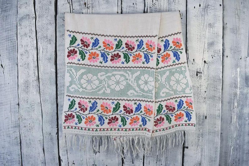 Toalla ucraniana vintage bordada, decoración de pared estilo boho tejida a mano (98,4" x 17,3") imagen 3