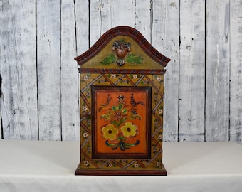 Antique Wooden Tabletop Cabinet / Small Kitchen Cabinet / Rustic Storage Cabinet / Vintage Organizer Box / Farmhouse Décor