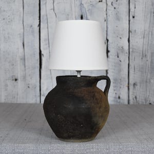 Antique Clay Pot Lamp / Vintage Ceramic Table Lamp / Boho Bedside Lamp / Handmade Art Deco Lamp / Unique Ceramic Vase Night Light