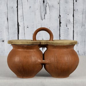 Vintage Clay Pot / Rustic Ceramic Vase / Wabi-Sabi Handmade Pottery Bowl / Farmhouse Decor