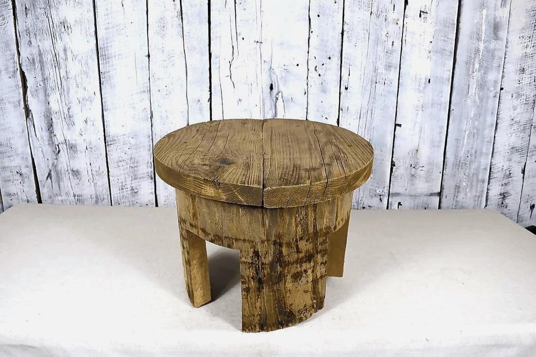 Vintage Wooden Stool / Rustic Farmhouse Side Table / Cottagecore Decor ...