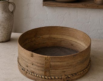 Tamiz de madera antiguo / Tamiz de harina vintage / Decoración rústica de cocina de granja