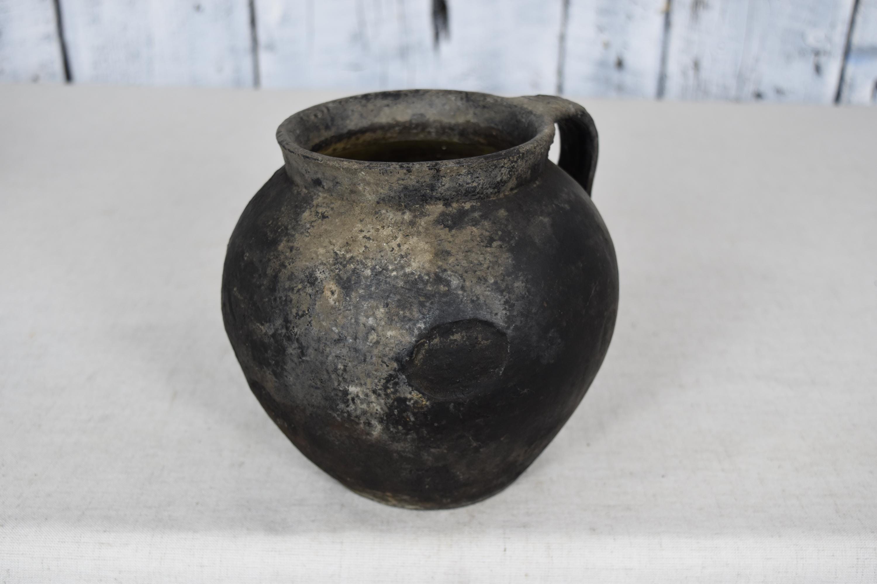 ヴィンテージ手作り陶器鉢／素朴な炻器花瓶／侘び寂びプランター 