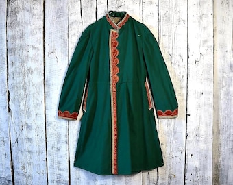 Cappotto ucraino vintage/caftano popolare in velluto ricamato