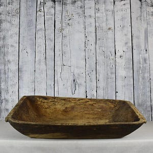 Antique Wooden Dough Bowl / Hand Carved Rustic Farmhouse Bowl / Vintage Wood Fruit Bowl / Large Kitchen Serving Bowl / Table Centerpiece