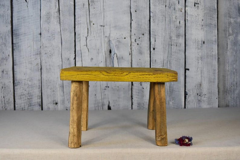 Vintage Wooden Stool / Rustic Farmhouse Side Table / Cottagecore Decor ...