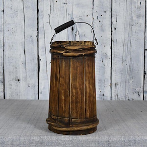 Vintage Holzeimer / Rustikaler Holzeimer / Rustikaler Übertopf / Holzgefäß / Handarbeit / Wabi Sabi Home Akzent