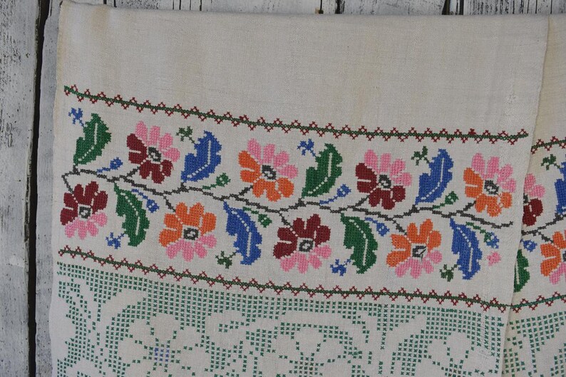Toalla ucraniana vintage bordada, decoración de pared estilo boho tejida a mano (98,4" x 17,3") imagen 5