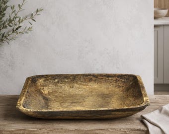 Antique Wooden Dough Bowl / Primitive Trencher / Rustic Farmhouse Table Centerpiece