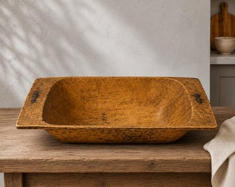Antique Hand-Carved Wood Dough Bowl / Rustic Farmhouse Decor