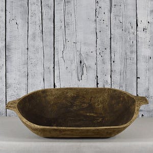 Antique Wooden Dough Bowl / Hand-Carved Rustic Farmhouse Bowl / Vintage Wood Fruit Bowl / Large Kitchen Serving Bowl / Table Centerpiece