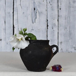 Vintage Clay Pot / Pottery Vase / Handmade Ceramic Vessel / Stoneware Jug / Rustic Ceramic Planter / Flower Bowl / Wabi Sabi Decor