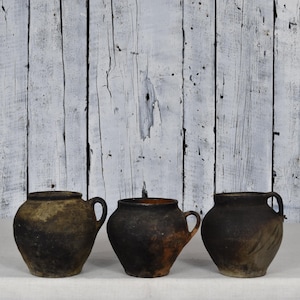 Vintage Clay Pot / Pottery Vase / Handmade Ceramic Vessel / Stoneware Jug / Rustic Ceramic Planter / Flower Bowl / Wabi Sabi Decor