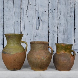Vintage Clay Pot / Pottery Vase / Handmade Ceramic Vessel / Stoneware Jug / Rustic Ceramic Planter / Flower Bowl / Wabi Sabi Decor