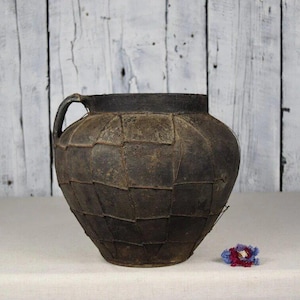 Vintage Clay Pot / Pottery Vase / Handmade Ceramic Vessel / Stoneware Jug / Rustic Ceramic Planter / Flower Bowl / Wabi Sabi Decor