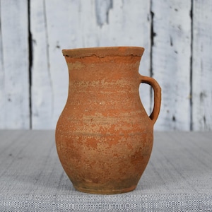 Vintage Clay Pot / Pottery Vase / Handmade Ceramic Vessel / Stoneware Jug / Rustic Ceramic Planter / Flower Bowl / Wabi Sabi Decor