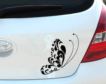 Pegatina de vinilo de mariposa tribal, pegatina de mariposa para coche, pegatina de niña para coche, pegatina de conductora femenina para coche, ventana del parachoques