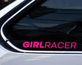 2x Girl Racer Car Sticker Decal, Van Caravan Decal, Car Window Decals, Car Bumper Decals, Vinyl Car Decal, Funny Car Stickers, JDM
