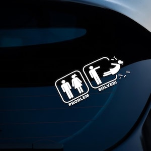 Adesivo engraçado para carro Girl Problem Solved, decalque para trailer, decalque para janela de carro, decalque para para-choque de carro, decalque de vinil, JDM VW Euro Dub