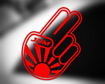 Pegatina de vinilo con diseño de gesto de mano JDM Pleaser, estilo Rising Sun Drift, para ventana de coche.