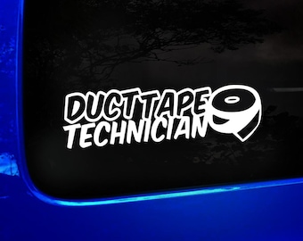 Duct Tape Technician Funny Car Sticker Decal, Camper Van Caravan Decal, Car Window Decals, Car Bumper Decals, Vinyl Decal Sticker