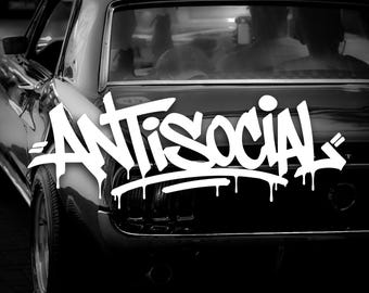 Pegatina de vinilo JDM con grafiti antisocial para coche, estilo drift tuner.