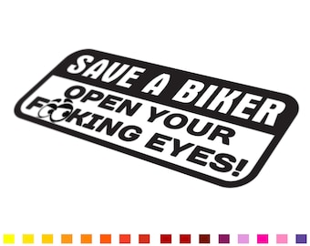 Think Bike Save A Biker Funny Car Decal For Window Bumper Van Caravan Camper 4x4, Vinyl Decal, Car Window Decals, Bumper Decals, JDM