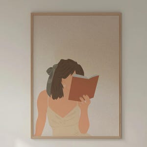 Woman with book print Abstract woman wall art Minimalist prints