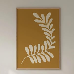 Matisse plant wall art Mustard yellow wall decor Modern minimalist art