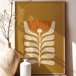 Flower market wall art Modern abstract matisse art Mustard yellow wall decor