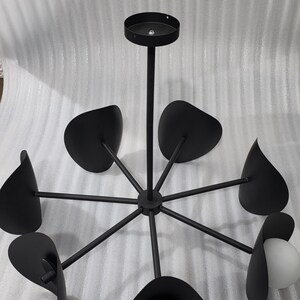 Large Modern Brass Sputnik Chandelier – Seven Globe Mid Century Ceiling Light Handmade Milky Glass Pendant Light Custom Linear Brass Fixture image 8