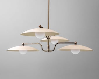 Chandelier Light - Antique Brass Light-Dining Chandeliers, Retro Ceiling Fixture – Atomic Style Lighting for Living Room / Office