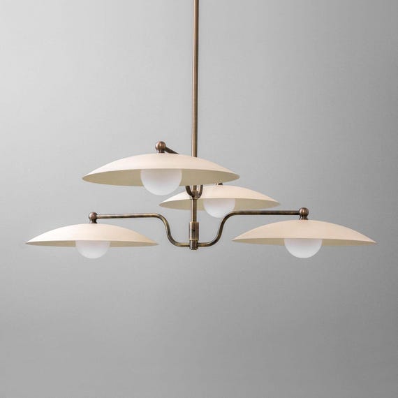 Chandelier Light - Antique Brass Light-Dining Chandeliers, Retro Ceiling Fixture – Atomic Style Lighting for Living Room / Office