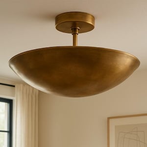 Handmade Brass Dome Sputnik Chandelier Mid Century Modern Ceiling Light: 6 Light Ceiling Flush Mount Pendant Light Perforated Light Fixture