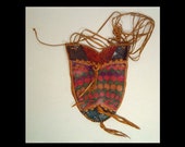 Mexican hand painted leather fringed bag colourful colourblock hand made purse made in Mexico red black reptile lizard patchwork