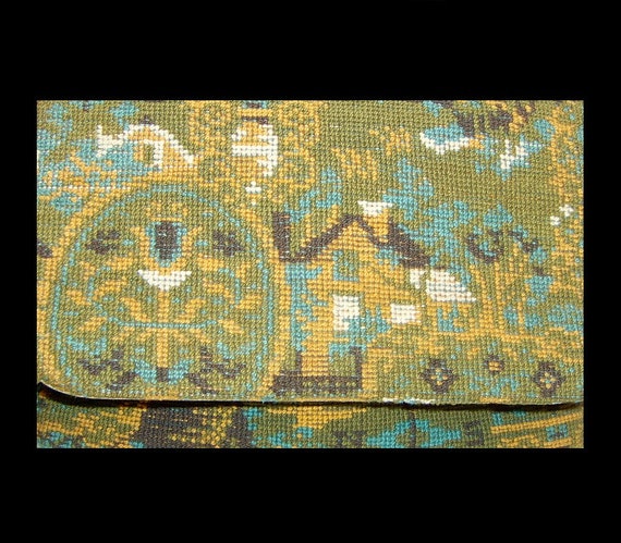 1960s tapestry handbag ~ abstract ~ scenic with h… - image 4