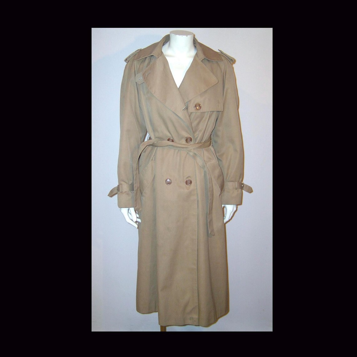 Small - women's vintage trench coat – wool Nova Plaid liner - Size 8, photo 2 sur 5