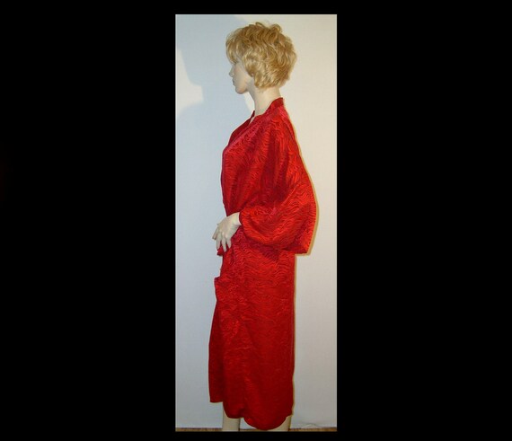 XXL plus ~ silk robe - 2 tone red zebra print wra… - image 2