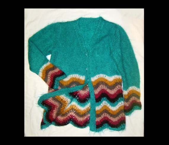 Medium Large ~ fuzzy mohair wollen trui ~ lange kleurrijke duster jas Kleding Dameskleding Sweaters Vesten 