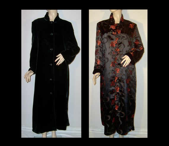 Large XL ~ 1960s 1970s long reversible red floral