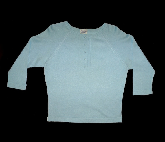 Medium ~ robins egg blue bombshell sweater ~ 50s … - image 8