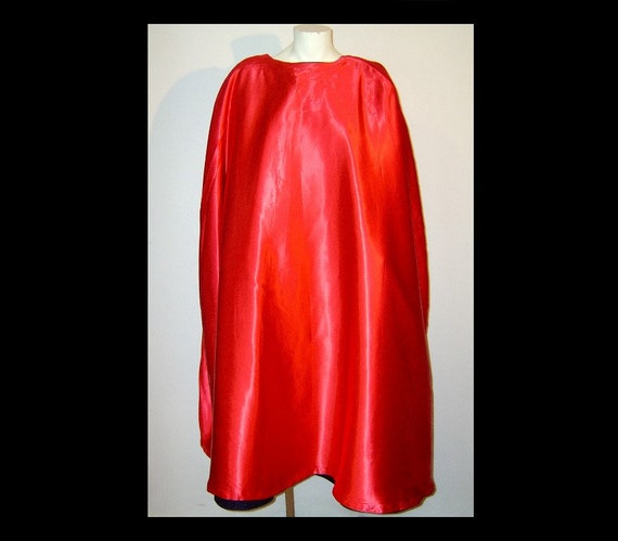 Black wool cloak - w red rayon satin - zip up wit… - image 8