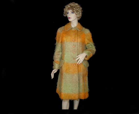 Small Medium - shaggy orange and green pure mohair