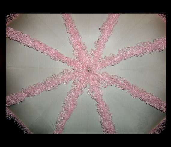 Frilly strawberry ice cream pink lace & white ruf… - image 2