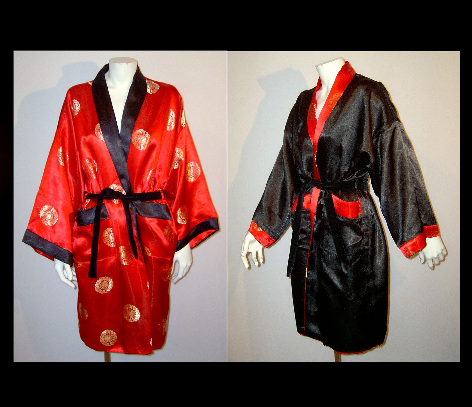 Red Black Satin Robe -  Canada