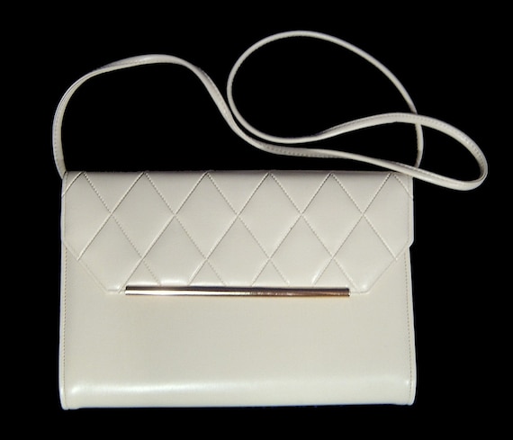 1970s White Envelope Purse Long Strap Cross Body Bag Calego Made in Canada Vegan Faux Leather as New Etsy