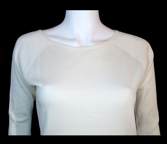 Medium ~ white lurex knit bombshell sweater ~ 195… - image 5
