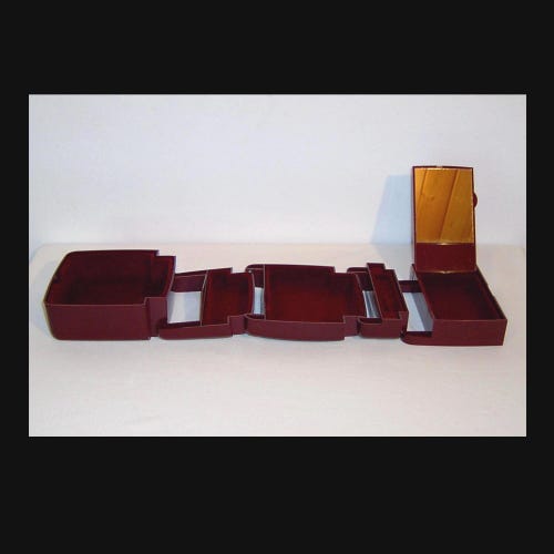 The Jewel Kit stacking jewellery box, roomy travel vanity case w mirror, Made in USA - vintage 1980s dresser tray - US tariff free